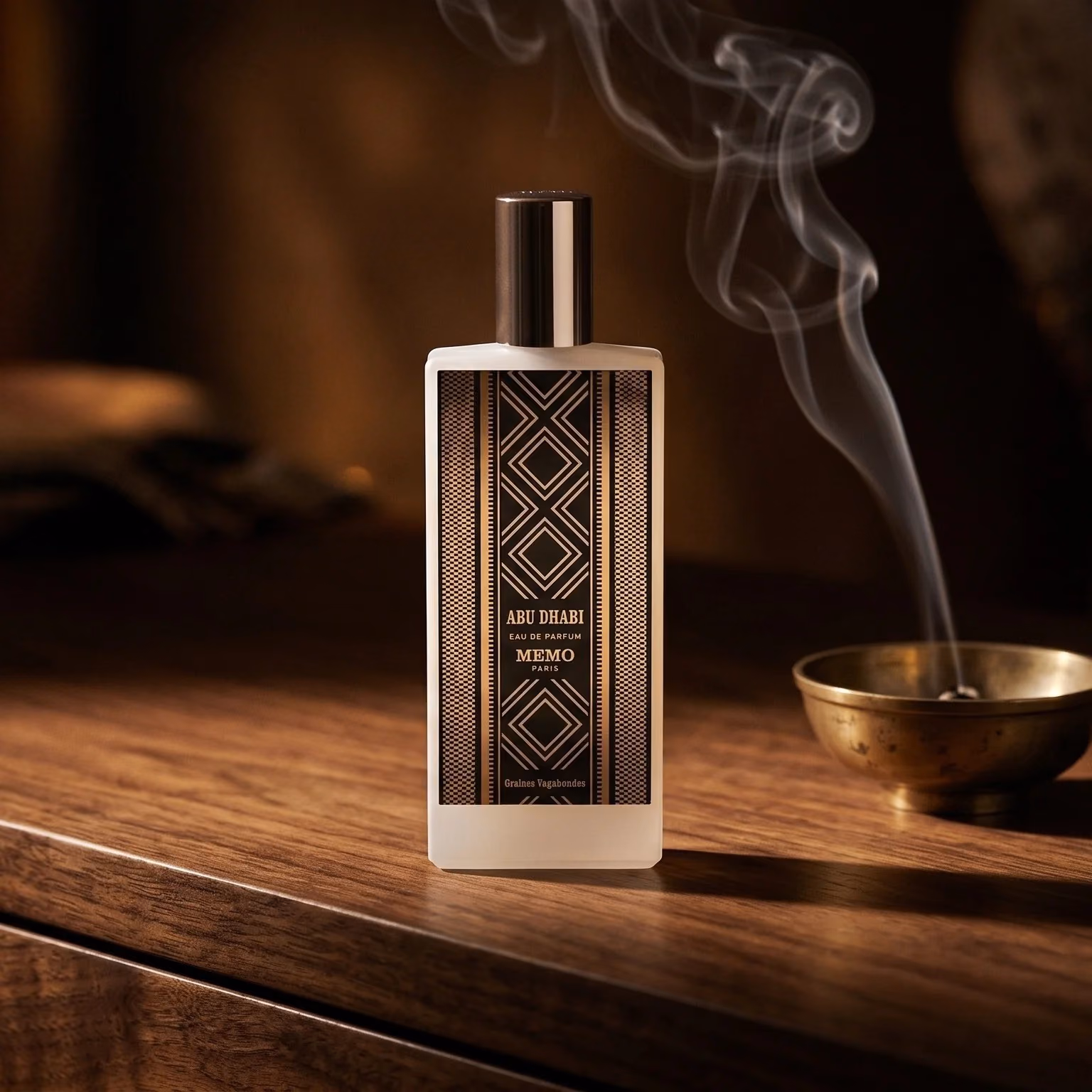 A bottle silhouette on warm paper